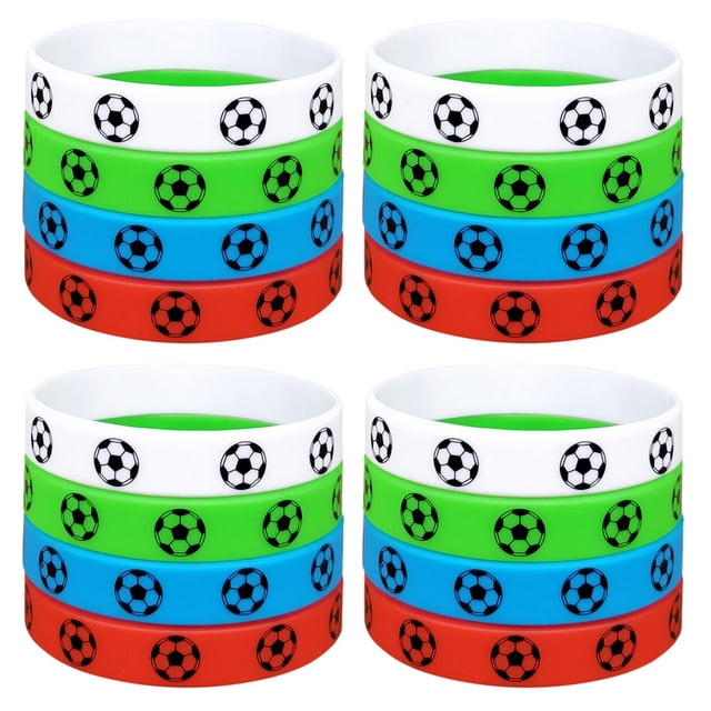 16 pulseras elásticas de silicona para fútbol, accesorio para fútbol.