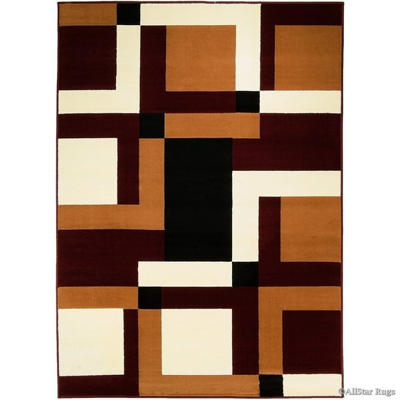 Allstar Rugs Allstar Ultra-soft Modern Geometric Rug Burgundy 5' 2"x7' 0" 5' x 8'