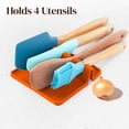 thumbnail image 6 of cooler kitchen silicone spoon rest with drip pad 2-pack, heat-resistant bpa-free holder for stove and countertop, holds spatulas, tongs, ladles, 6 of 7