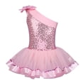 thumbnail image 2 of YONGHS Kids Girls One Shoulder Shiny Sequins Ballet Dance Tutu Dress Gymnastics Leotard 3-8, 2 of 7