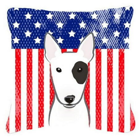 

American Flag & Bull Terrier Fabric Decorative Pillow - 18 x 3 x 18 in.