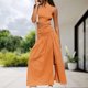 thumbnail image 3 of Vestido hasta el tobillo elegante para mujer Vestido de camisola informal con abertura alta de verano Ropa de uso diario FLhrweasw Nuevo, 3 of 9