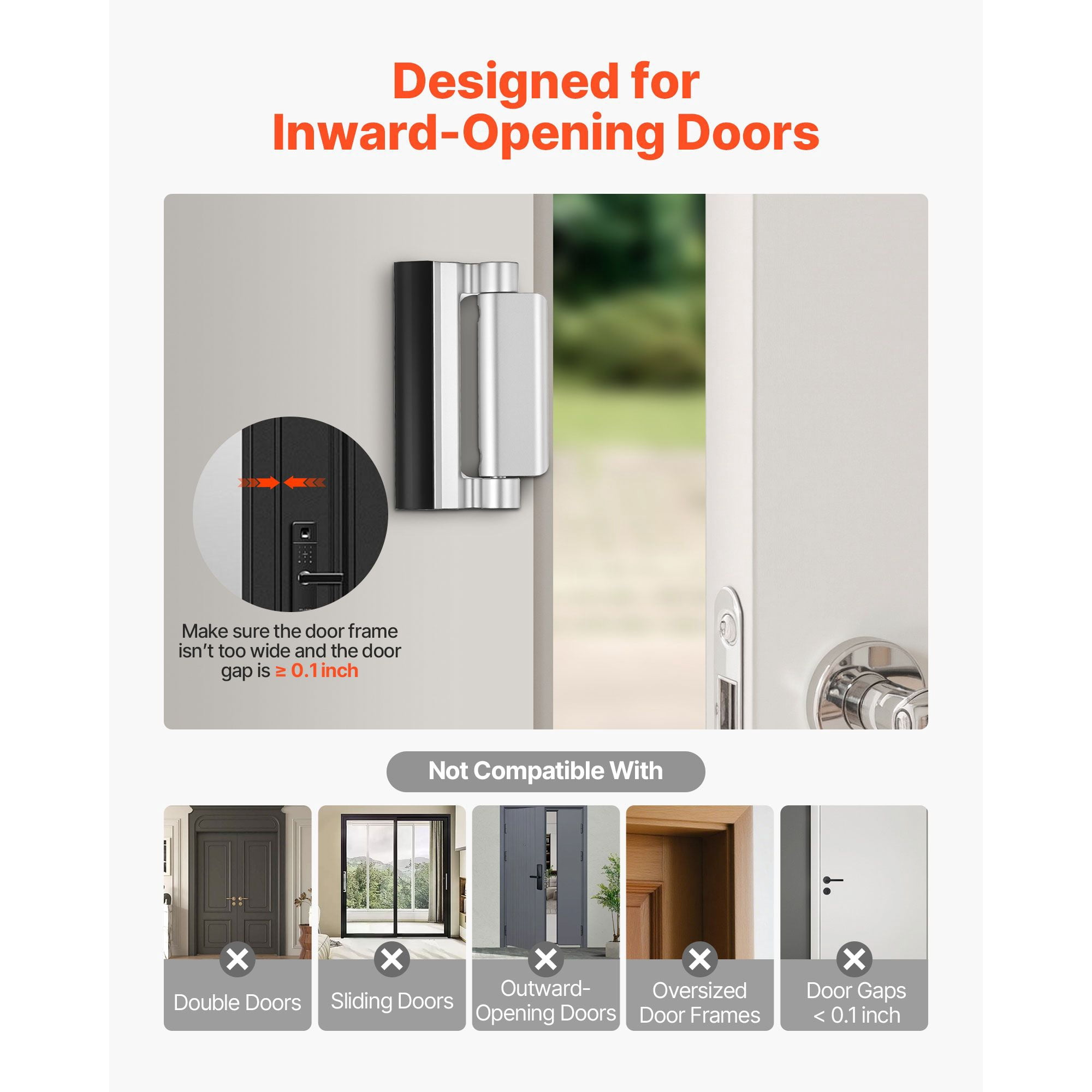 Home Security Door Reinforcement Lock 800LBS, Premium Aluminum Alloy Rustproof, Childproof Door Security Latch for Front Door Home Defense Safety