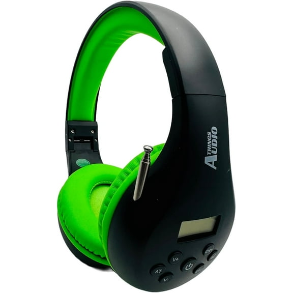 Things Audio FM Radio Headphones/Headset, Black & Lime Green