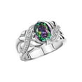 thumbnail image 3 of RYLOS Bagues pour Femmes Bague en Or Blanc 14K Classique Pierre Précieuse Ovale 9x7 mm et Diamants Juin Alexandrite Bijoux Taille 8, 3 of 7
