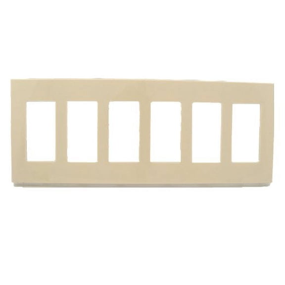Leviton 80326-A 6-Gang Decora Wallplate Screwless, Almond
