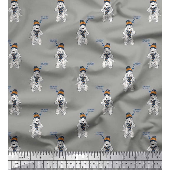 Soimoi Cotton Duck Fabric Muffler,Wollen Cap & English Cocker Spaniel Dog Print Fabric by Yard 42 Inch Wide