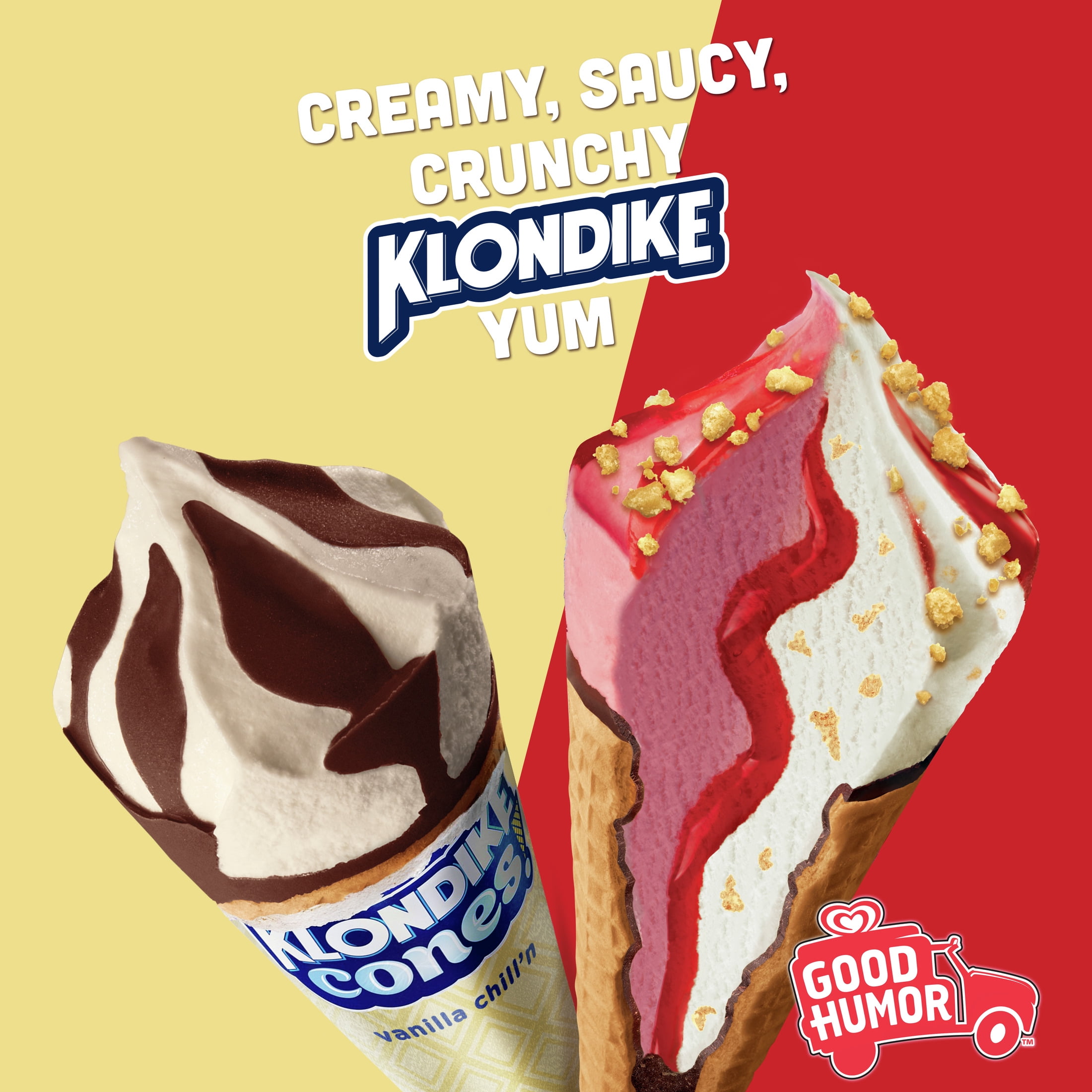 Klondike Cones Good Humor Strawberry Shortcake & Vanilla Chillin’ Ice Cream Cones Frozen Desserts, 8 Count