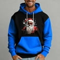 thumbnail image 4 of Men's Pullover Hoodie with Santa Claus Graphic Print Drawstring Hood Long Sleeve Kangaroo Pocket Casual Fit Sweatshirt Blue M, 4 of 5