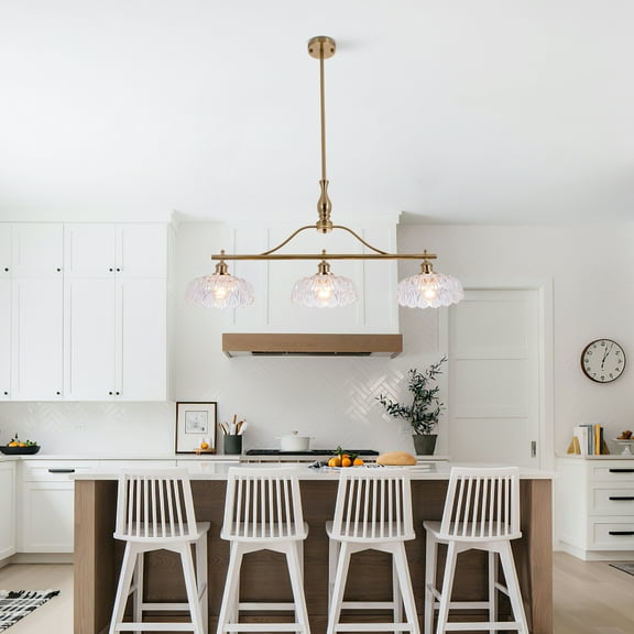 GMizon 31-inch modern iron glass chandelier, 3-head bedroom chandelier, study and dining room lighting fixture (copper color)