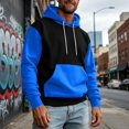thumbnail image 2 of IAJDKMEK Men's Hoodie Sweatshirt Long Sleeve - Color Block with Pockets Casual Sports Pullover, Comfortable Hooded Top for Men,Blue L, 2 of 5