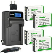 Kastar 4-Pack NP-85 Battery and LCD AC Charger Compatible with PAMIEL HD-180A HD180A HD-230A HD230A Speed HD-230Z HD230Z Soulycin FHD-A999 Aiptek AHD H23 AHD-H23 Phisung HDV-C706G HDV-Z806P