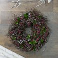 thumbnail image 2 of Northlight 13" Unlit Frosted Brown Twig Artificial with Leaves and Berries Christmas Wreath, 2 of 3