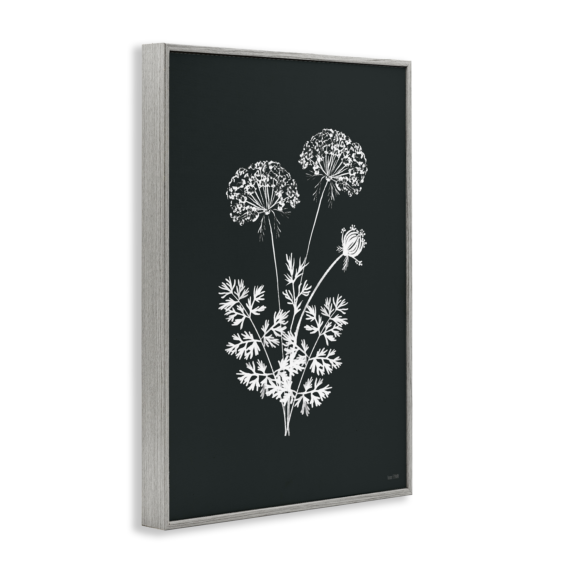 Stupell Industries Black Herb Bunches Botanical & Floral Painting Gray Framed Art Print Wall Art, 20 x 30