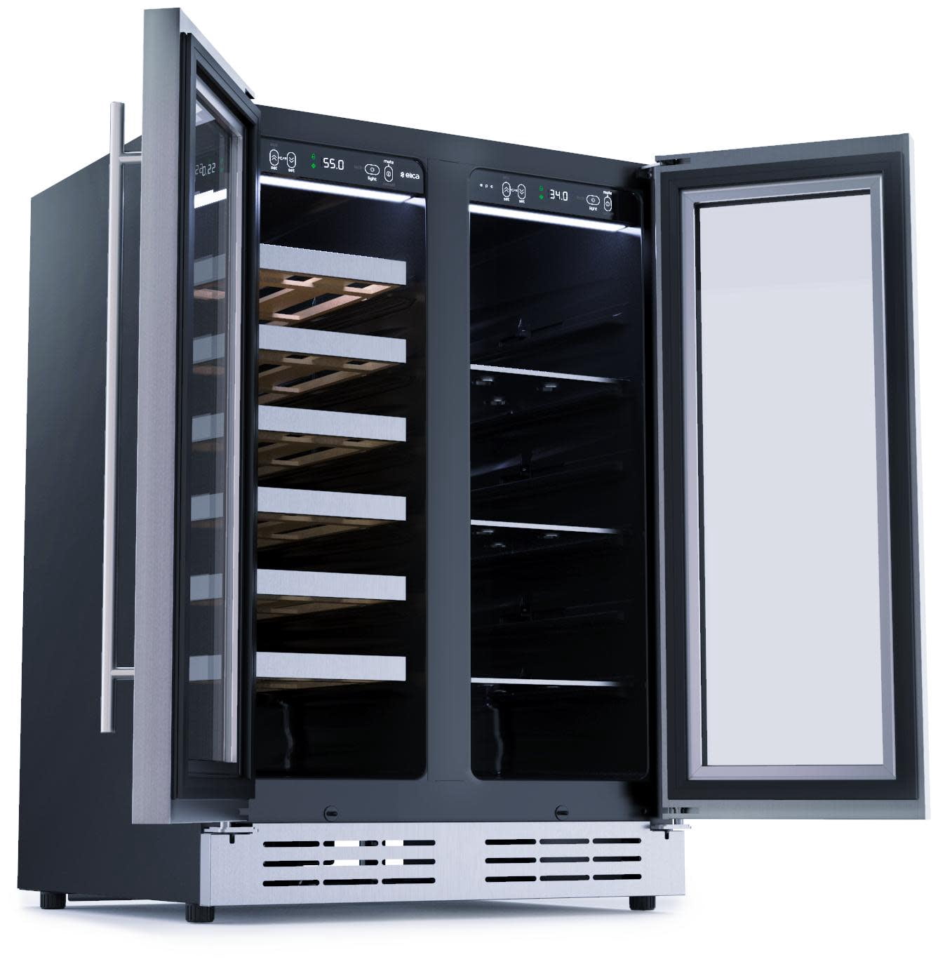 Elica Ebf521 24" Wide 21 Bottle Capacity And 60 Can Capacity Wine And Beverage Cooler -