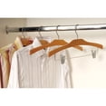 thumbnail image 4 of Arched Wood Top Hanger, Box of 50 Space Saving 17 Inch Flat Wooden Hangers w/ Natural Finish & Chrome Swivel Hook & Notches for Shirt Jacket or Dress by International Hanger, 4 of 4