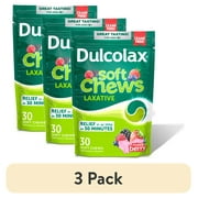 (3 pack) Dulcolax Saline Laxative Soft Chews, Fast-Acting Laxative, Gentle Constipation Relief, Mixed Berry Flavor, Magnesium Hydroxide 1200 mg, 30 Count, Occasional Constipation.