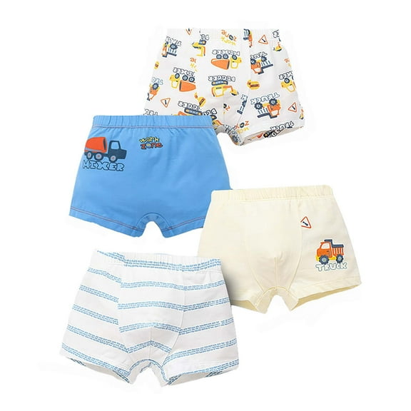 Boys Underwear Size 6 Cotton Kids Toddler Cute Cartoon Briefs Shorts Pants Underwear Trunks 4 Pack,6-7 Years,Blue
