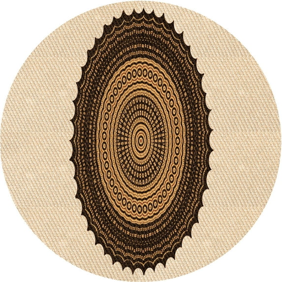 Ahgly Company Machine Washable Indoor Round Transitional Golden Blonde Gold Area Rugs, 7' Round