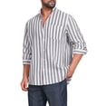 thumbnail image 4 of INSPIRE CHIC Men's Stand Collar Long Sleeve Button Down Striped Dress Shirts with Chest Pocket L Gray, 4 of 4