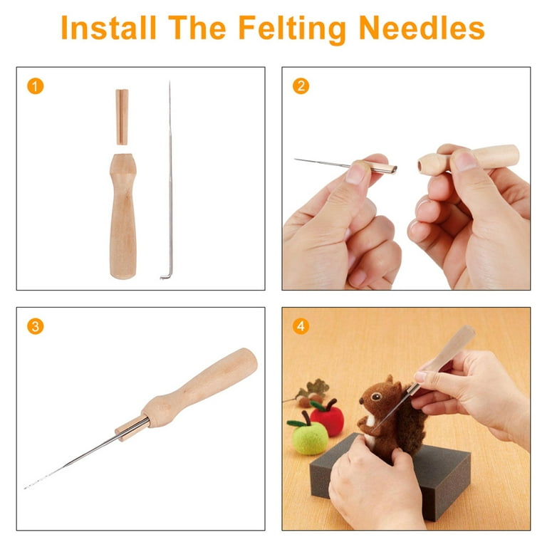 Odomy Needle Felting Kit,Wool Roving 24 Colors Set,Needle Felting Starter Kit,Wool Felt Tools with Felting Tool Instruction Included for Felted Animal