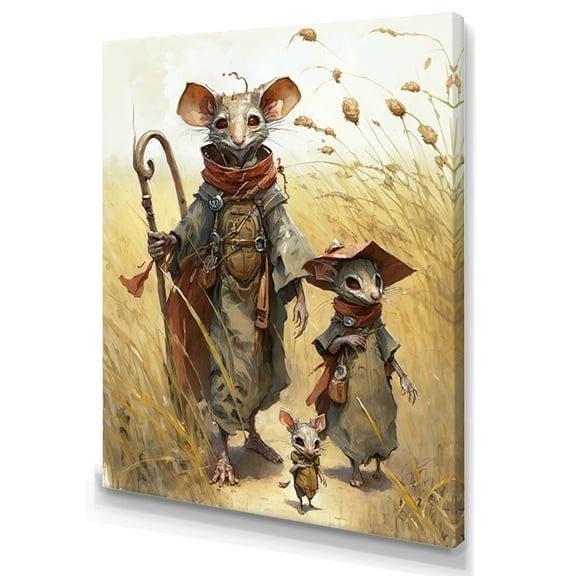 Designart Family Of Mice In Grass Canvas Wall Art