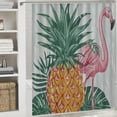 thumbnail image 6 of Orinice  Flamingo Shower Curtain, Modern Hand Drawn Pineapple Summer Paradise Jungle Birds Bohemian Palm Paradise, Cloth Fabric Bathroom Decor Set with Hooks,  69x72, 6 of 7