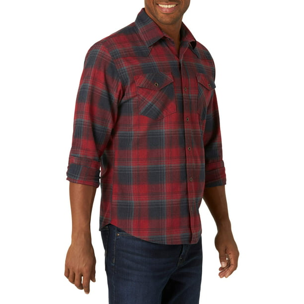 Wrangler - Wrangler Men's Premium Slim Fit Plaid Shirt - Walmart.com ...