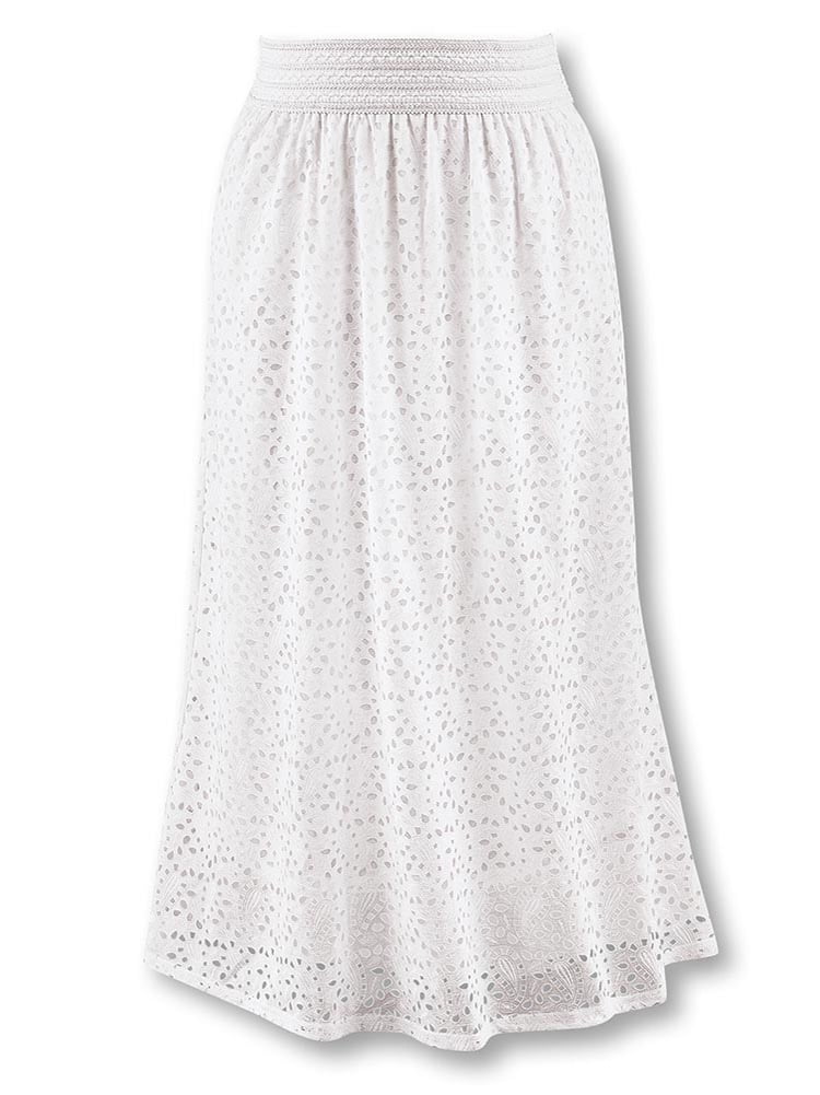Collections Etc. Paisley Pattern Eyelet Lace Skirt with Full Sweep