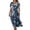 Navy, variant on Women's V Neck Maxi Dress Short Sleeve Printed Flowy Summer Long Dress Navy XXL