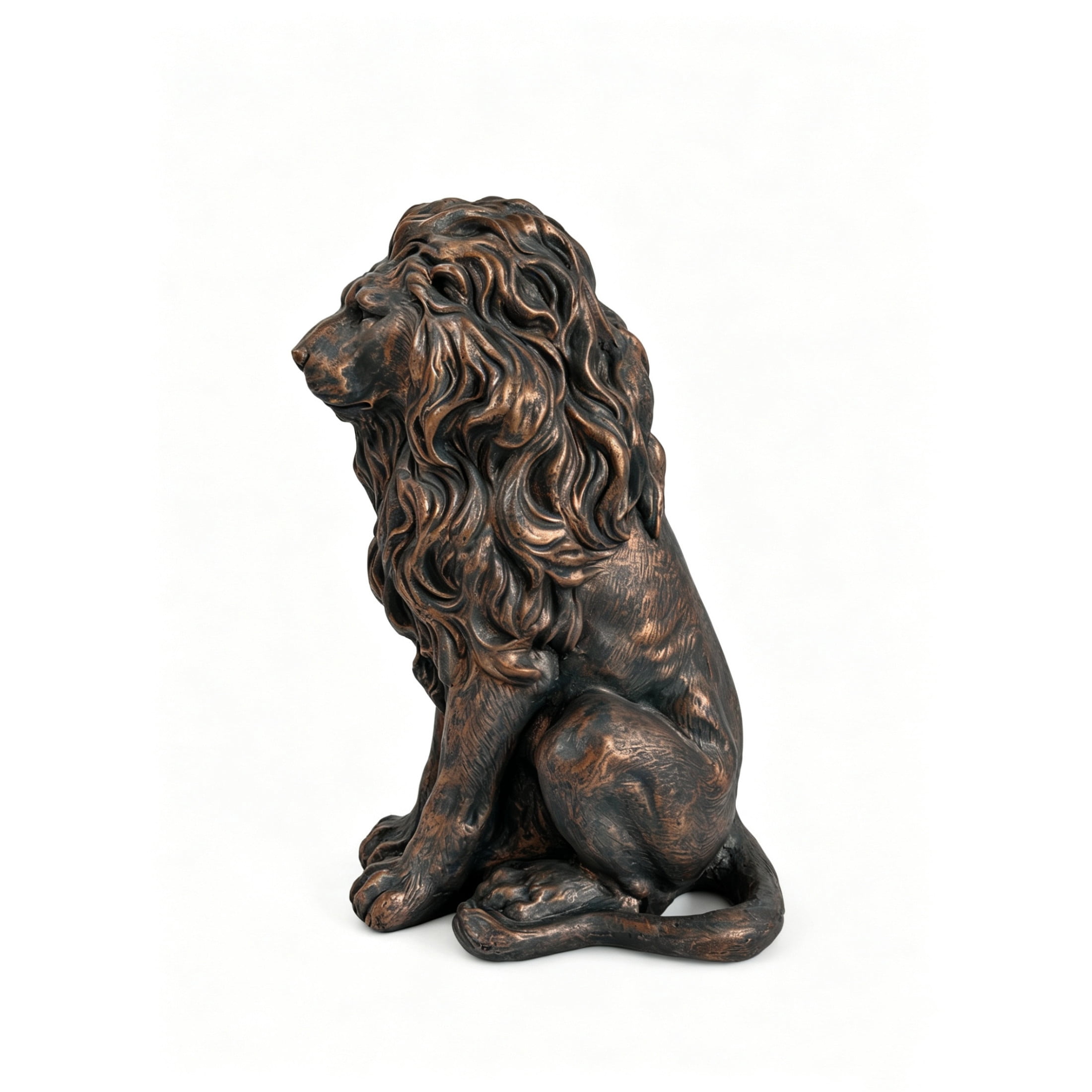 GDF Studio Brown Lion Resin Indoor/Outdoor Guardian Statue, Weather-Resistant Decor Figurine for Garden & Courtyard