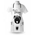 thumbnail image 3 of Pug Apron Cute Black and White Dog with Welcome Word over its Head Hospitality Happiness Image, Unisex Kitchen Bib Apron with Adjustable Neck for Cooking Baking Gardening, Black White, by Ambesonne, 3 of 3