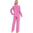 thumbnail image 6 of GEX 100% Cotton Pajamas for Women PJ Set Soft Button-Down 2 Piece Set Knitted Long Sleeve Sleepwear Loungewear Rosy Pink S, 6 of 7