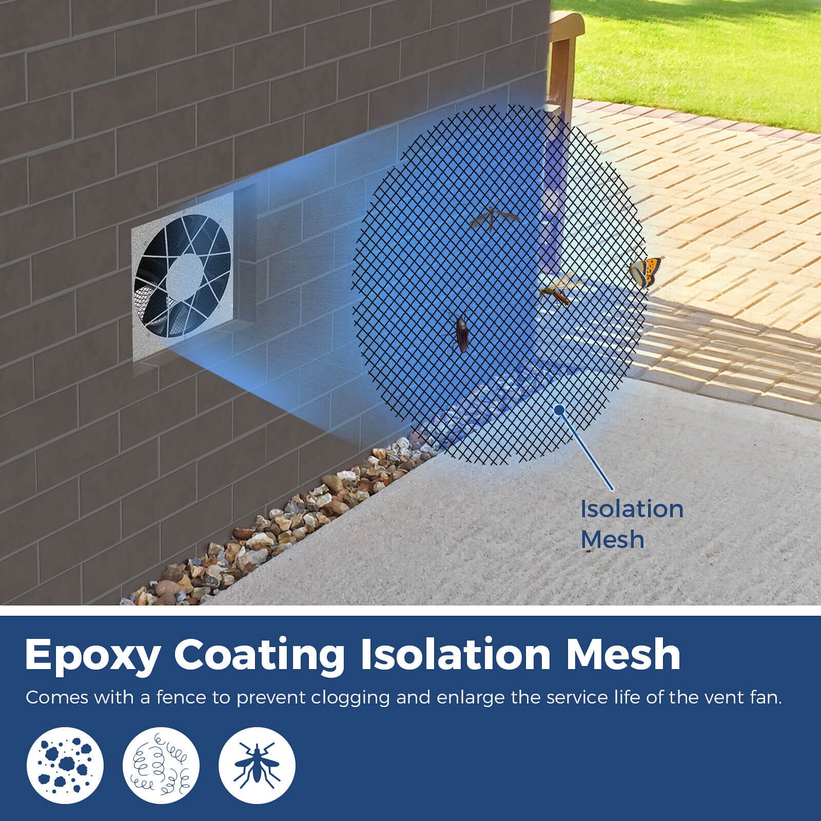 ALORAIR Stainless Steel Crawl Space Vent Fan - 720CFM Air Out Ventilation Fan with Humidistat Dehumidistat, IP55 Rated Exhaust Fan with Isolation Mesh for Crawlspace Foundation Basements Garage