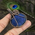 thumbnail image 4 of Natural Lapis Lazuli Gemstone Handmade Copper Wire Wrap Pendant 2.21", 4 of 5