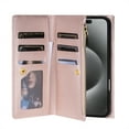 thumbnail image 6 of Phone Case for iPhone Air Wallet Cover with Crossbody Strap and Wrist Strap, Card Slots Stand PU Leather Flip Magnetic Buckle Zipper Pocket for iPhone Air Case Women Girls, Rosegold, 6 of 9
