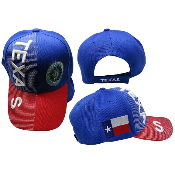 Texas State Royal Blue Red With White Letters Patch On Side Embroidered Hat Cap