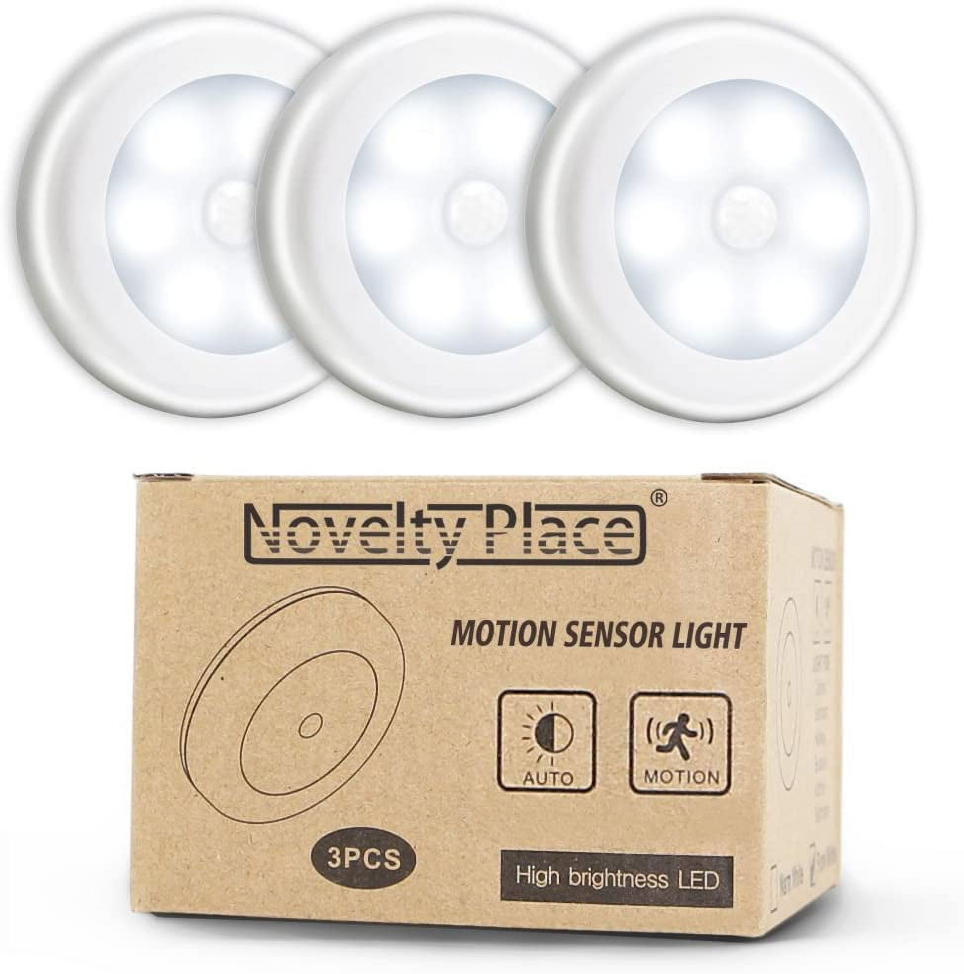 Novelty Place 3 Pcs LED Motion Sensor Lights - Motion Sensing Bathroom Hallway Closet Nightlight