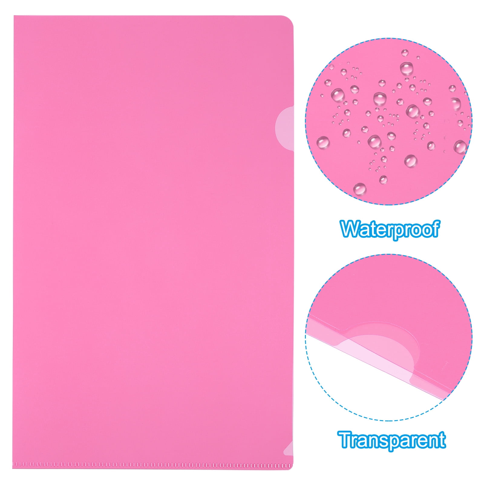 Uxcell L Type Folders 30 Pack A4 Plastic File Project Pockets Clear Paper Document Jacket Sleeves Pink