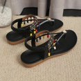 thumbnail image 4 of Wensltd Beach Flat Flip Flop for Women Bohemian Sandals Casual Summer Outdoor Vacation Daily Walking Shoes Black, 4 of 9