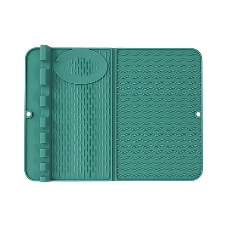 

7-Convex-Rack Dish Drying Mat - Thick Folding Silicone Insulation Pad and Table Placemat for Kitchen Counters and Sinks