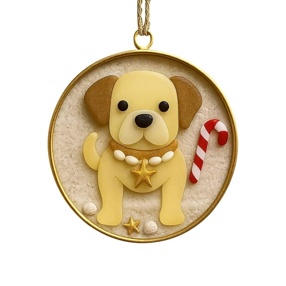 French Bulldog Christmas Ornament, Unique Beach-Themed Glass Decoration, Holiday Tree Hanging Gift, Pet Lover Keepsake