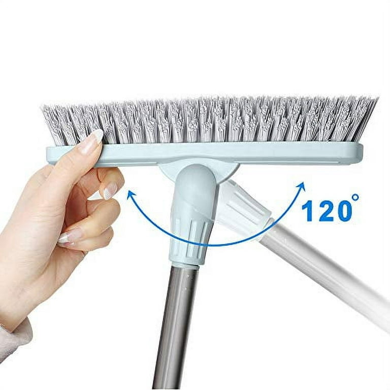 LandHope Long Handle Scrub Brush Rotatable Brush Head Floor Brush Scrubber  Adjustable Poles Small Shower Tile Grout Scrubber Cleaning Brush for