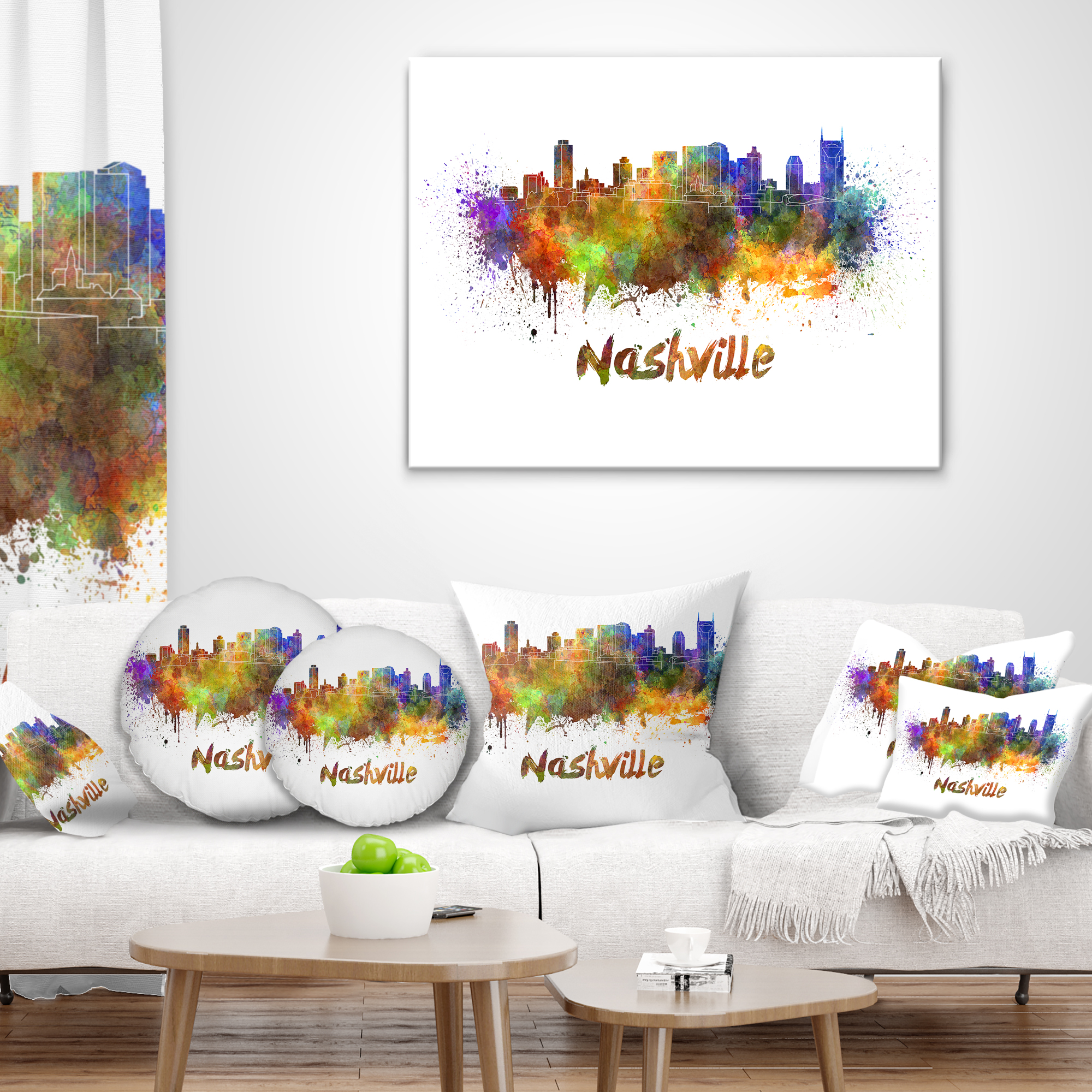 Designart Las Vegas Skyline - Cityscape Throw Pillow - 12x20