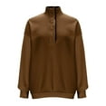 thumbnail image 3 of Bibifish Womens Sweatshirts Fall Winter Half Button Down Crewneck Sweatshirts Oversized Long Sleeve Ladies Casual Wear Pullover Tops, 3 of 4