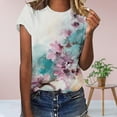 thumbnail image 2 of Pompotops T-Shirt Décontracté à Col Rond pour Femmes, Imprimé Floral, Manches Courtes, Mode Douce, Blouse Décontractée pour Femmes, 2 of 5