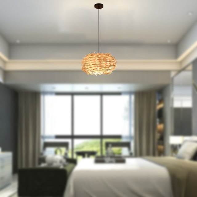 Lámparas colgantes Lámparas de tejado de ratán Color de para restaurantes Cocina Comedor Iluminación Nido de Pájaro Macarena luz colgante de bambú