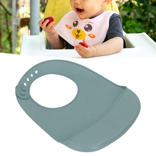 Babero de Silicona, Sujetadores de Cuello Lavavajillas seguros de Babero de Babero Bolsillo Seguro Silicona Ajustable Para Comer