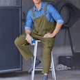thumbnail image 6 of Jumpsuit Trendy Wide Leg Men Bib Overalls Skin-Friendly Bib Overalls Cargo One-Piece Adjustable Suspender Straps Work Wear Army Green 2XL, 6 of 7