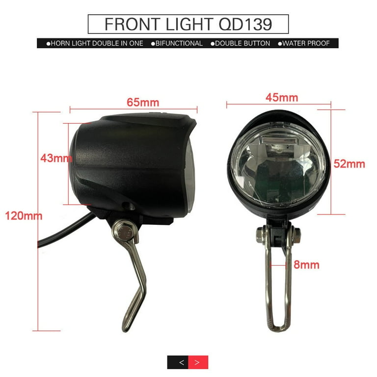 Ruibeauty 12V 72V Ebike Headlight Horn Tail Rear Light Led